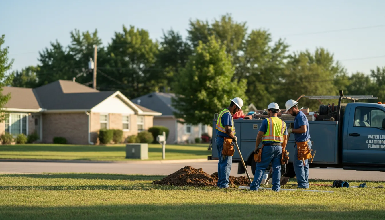Residential water line and bathroom plumbing service in Auburn, KS
